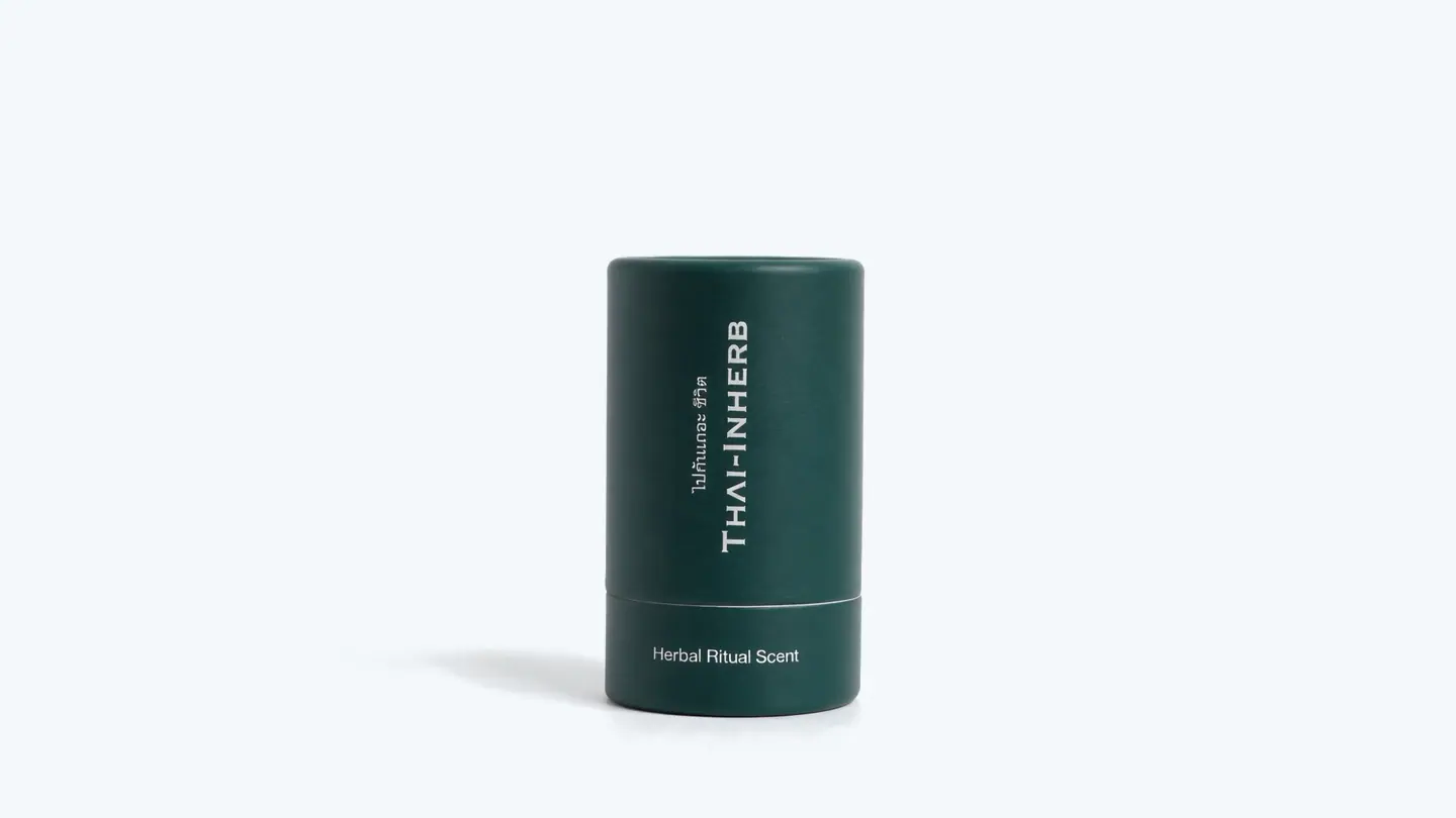 Ein dunkelgrüner Single Inherb von THAI-INHERB mit geschlossenem Deckel